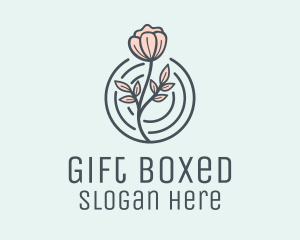 Present - Pink Flower Badge logo design