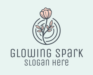 Pink Flower Badge logo design