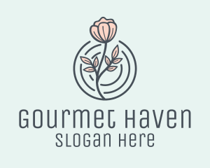 Pink Flower Badge logo design