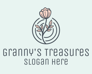 Pink Flower Badge logo design