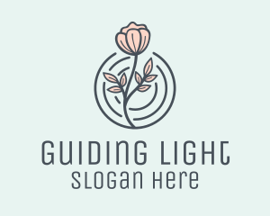 Pink Flower Badge logo design