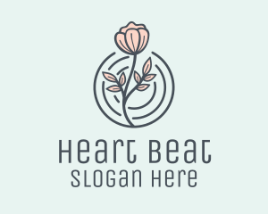 Pink Flower Badge logo design