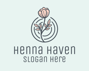 Pink Flower Badge logo design