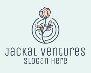 Pink Flower Badge logo design