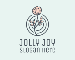 Pink Flower Badge logo design