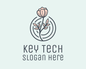 Pink Flower Badge logo design