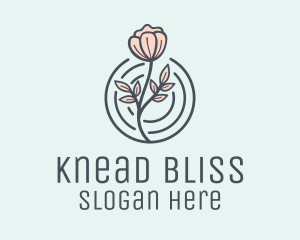 Pink Flower Badge logo design