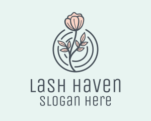 Pink Flower Badge logo design