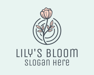 Lily - Pink Flower Badge logo design