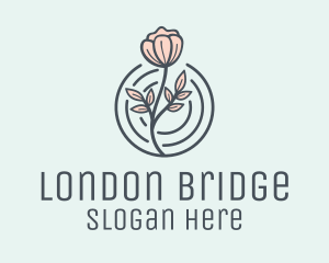 Pink Flower Badge logo design