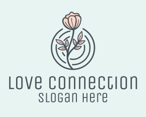 Romance - Pink Flower Badge logo design