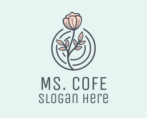 Pink Flower Badge logo design