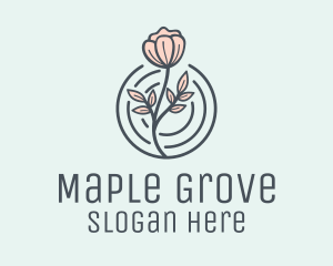 Pink Flower Badge logo design