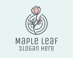 Pink Flower Badge logo design