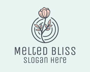 Pink Flower Badge logo design