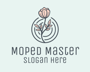 Pink Flower Badge logo design