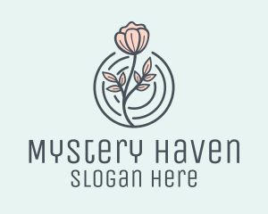 Pink Flower Badge logo design