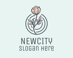 Pink Flower Badge logo design