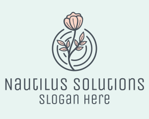 Pink Flower Badge logo design