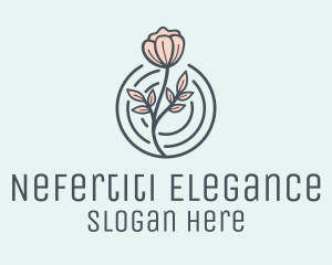 Pink Flower Badge logo design