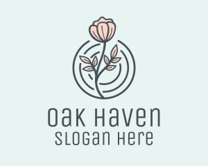 Pink Flower Badge logo design