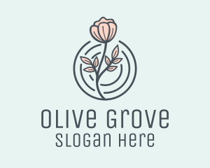 Pink Flower Badge logo design