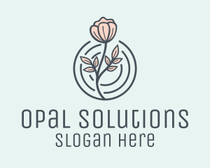 Pink Flower Badge logo design