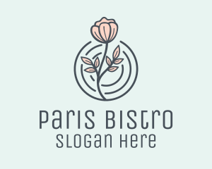 Pink Flower Badge logo design