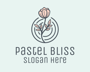 Pink Flower Badge logo design