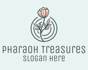 Pink Flower Badge logo design