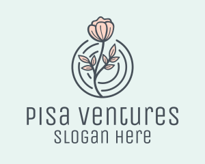 Pink Flower Badge logo design