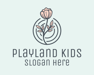 Pink Flower Badge logo design