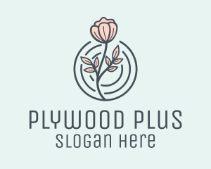 Pink Flower Badge logo design