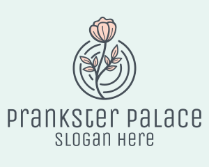 Pink Flower Badge logo design