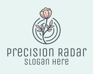 Pink Flower Badge logo design