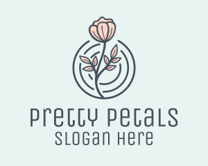 Pink Flower Badge logo design