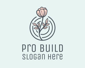 Pink Flower Badge logo design