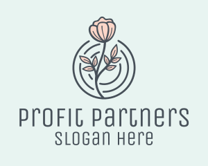 Pink Flower Badge logo design