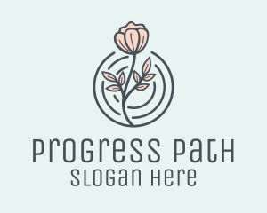 Pink Flower Badge logo design