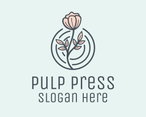 Pink Flower Badge logo design