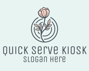 Pink Flower Badge logo design