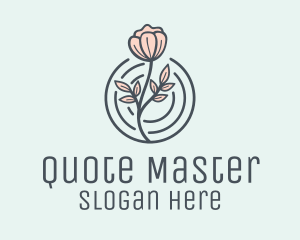 Pink Flower Badge logo design