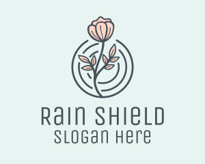 Pink Flower Badge logo design