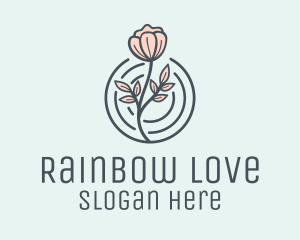 Pink Flower Badge logo design