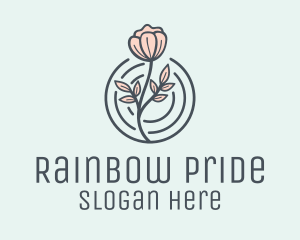 Pink Flower Badge logo design