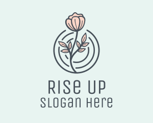 Pink Flower Badge logo design