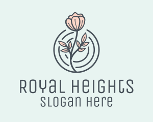 Pink Flower Badge logo design