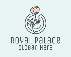 Pink Flower Badge logo design