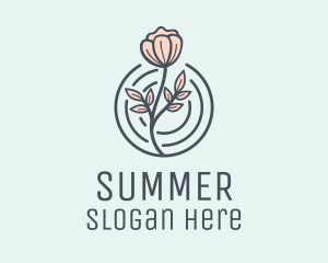 Pink Flower Badge logo design