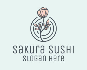 Pink Flower Badge logo design